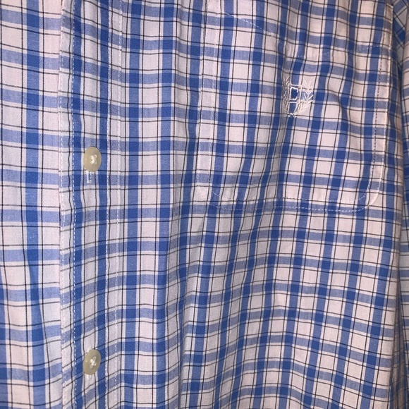 Chaps L blue white checkered button down shirt - Picture 5 of 6